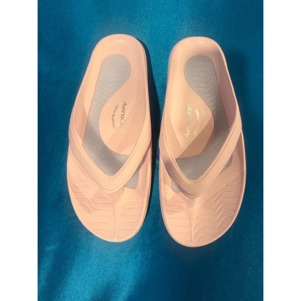Aerolite Arch Support Flip Flops Pink Women's 10